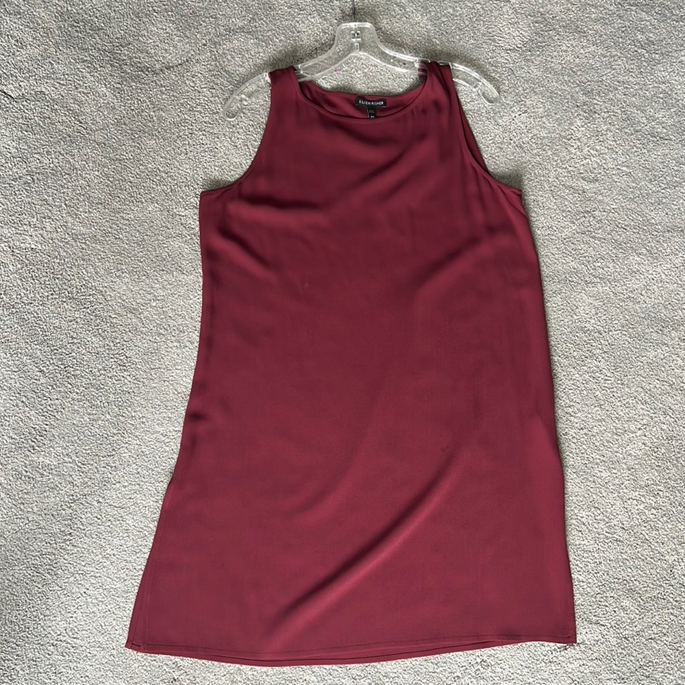 Eileen Fisher Silk Georgette Crepe Round Neck Dress